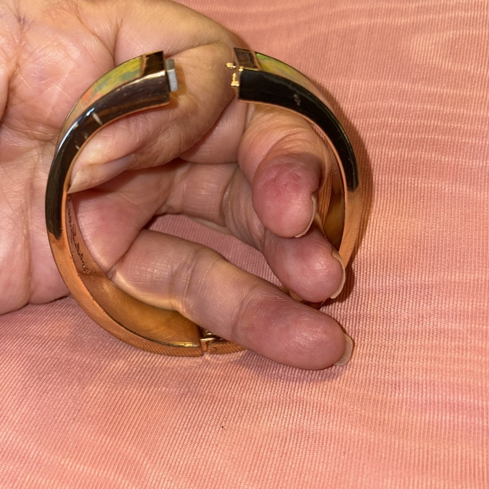 Lilly Pulitzer Gold Bracelet with Green, pink floral $25 - Picture 6 of 6